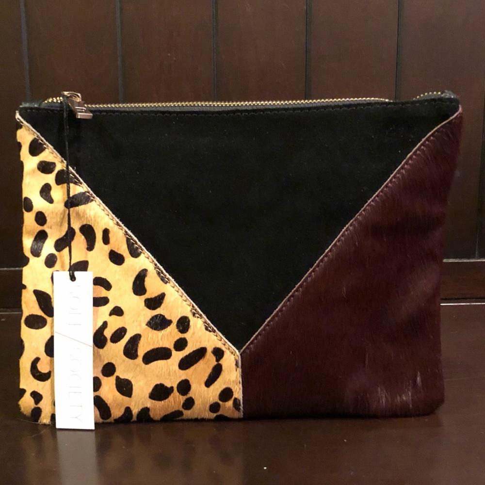 SOLE SOCIETY Suede and Leather Clutch NWT